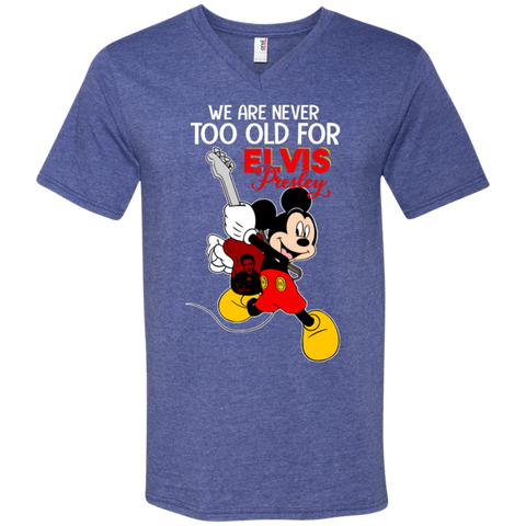We Are Never Too Old For Elvis Presley Mickey Men's V-Neck T-Shirt - The White Eagles We Are Never Too Old For Elvis Presley Mickey Men's V-Neck T-Shirt - The White Eagles