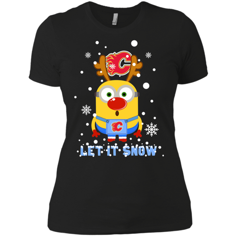 Minion Calgary Flames Ugly Christmas Sweaters Let It Snow Ladies' Shirt - The White Eagles Minion Calgary Flames Ugly Christmas Sweaters Let It Snow Ladies' Shirt - The White Eagles