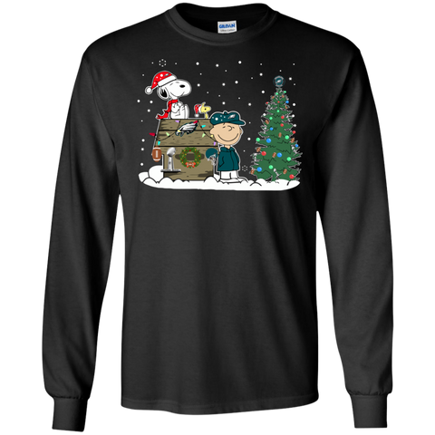 Philadelphia Eagles Snoopy The Peanuts Ugly Christmas Sweater Super Bowl LS Cotton T-Shirt - The White Eagles Philadelphia Eagles Snoopy The Peanuts Ugly Christmas Sweater Super Bowl LS Cotton T-Shirt - The White Eagles