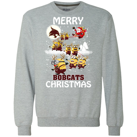 Texas State Bobcats Ugly Christmas Sweaters Minions Santa Claus Merry Christmas Sweatshirt - The White Eagles Texas State Bobcats Ugly Christmas Sweaters Minions Santa Claus Merry Christmas Sweatshirt - The White Eagles