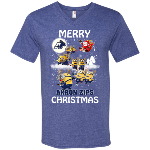 Akron Zips Ugly Christmas Sweaters Minions Santa Claus Merry Christmas Men's V-Neck T-Shirt - The White Eagles Akron Zips Ugly Christmas Sweaters Minions Santa Claus Merry Christmas Men's V-Neck T-Shirt - The White Eagles