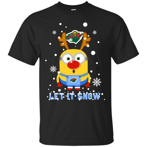 Minion Minnesota Wild Ugly Christmas Sweaters Let It Snow Cotton T-Shirt - The White Eagles Minion Minnesota Wild Ugly Christmas Sweaters Let It Snow Cotton T-Shirt - The White Eagles