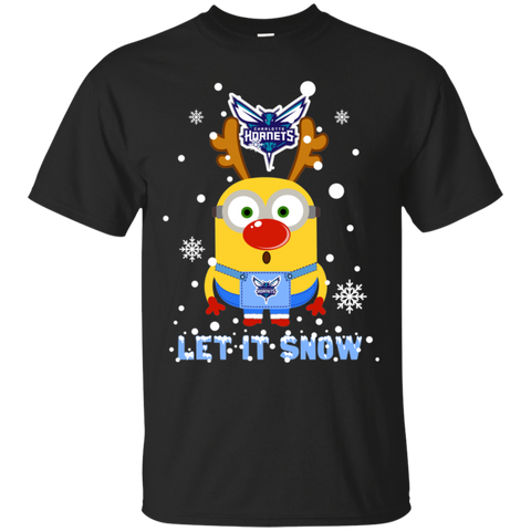 Minion Charlotte Hornets Ugly Christmas Sweaters Let It Snow Cotton T-Shirt - The White Eagles Minion Charlotte Hornets Ugly Christmas Sweaters Let It Snow Cotton T-Shirt - The White Eagles