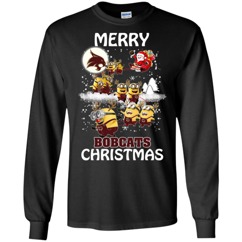 Texas State Bobcats Ugly Christmas Sweaters Minions Santa Claus Merry Christmas LS Cotton T-Shirt - The White Eagles Texas State Bobcats Ugly Christmas Sweaters Minions Santa Claus Merry Christmas LS Cotton T-Shirt - The White Eagles
