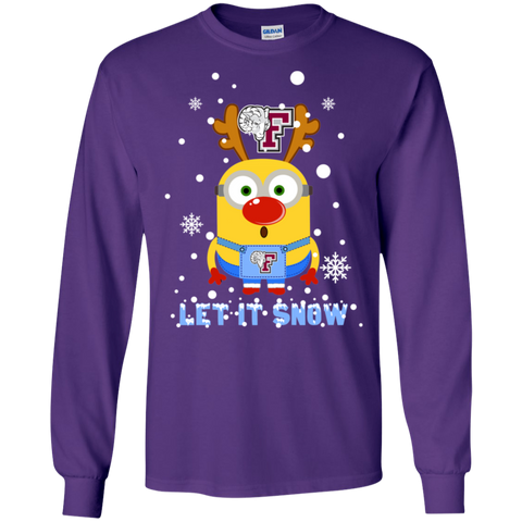 Minion Fordham Rams Ugly Christmas Sweaters Let It Snow LS Cotton T-Shirt - The White Eagles Minion Fordham Rams Ugly Christmas Sweaters Let It Snow LS Cotton T-Shirt - The White Eagles