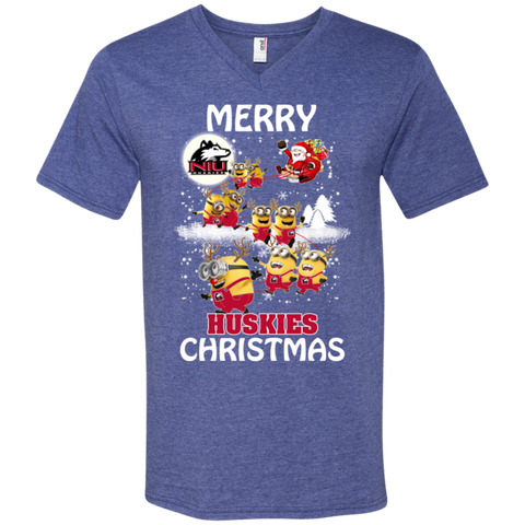 Northern Lllinois Huskies Ugly Christmas Sweaters Minions Santa Claus Merry Christmas Men's V-Neck T-Shirt - The White Eagles Northern Lllinois Huskies Ugly Christmas Sweaters Minions Santa Claus Merry Christmas Men's V-Neck T-Shirt - The White Eagles