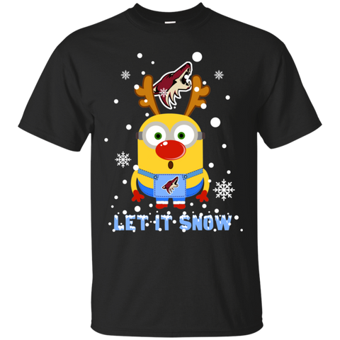 Minion Arizona Coyotes Ugly Christmas Sweaters Let It Snow Cotton T-Shirt - The White Eagles Minion Arizona Coyotes Ugly Christmas Sweaters Let It Snow Cotton T-Shirt - The White Eagles