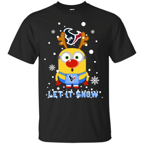 Minion Houston Texans Ugly Christmas Sweaters Let It Snow Cotton T-Shirt - The White Eagles Minion Houston Texans Ugly Christmas Sweaters Let It Snow Cotton T-Shirt - The White Eagles
