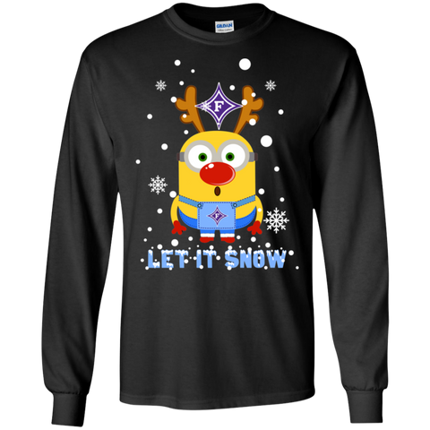 Minion Furman Paladins Ugly Christmas Sweaters Let It Snow LS Cotton T-Shirt - The White Eagles Minion Furman Paladins Ugly Christmas Sweaters Let It Snow LS Cotton T-Shirt - The White Eagles