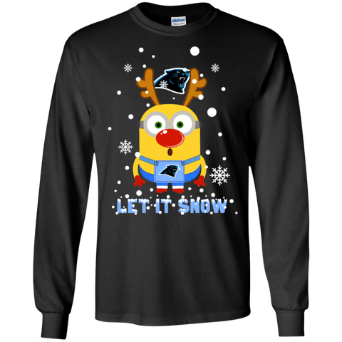 Minion Carolina Panthers Ugly Christmas Sweaters Let It Snow LS Cotton T-Shirt - The White Eagles Minion Carolina Panthers Ugly Christmas Sweaters Let It Snow LS Cotton T-Shirt - The White Eagles