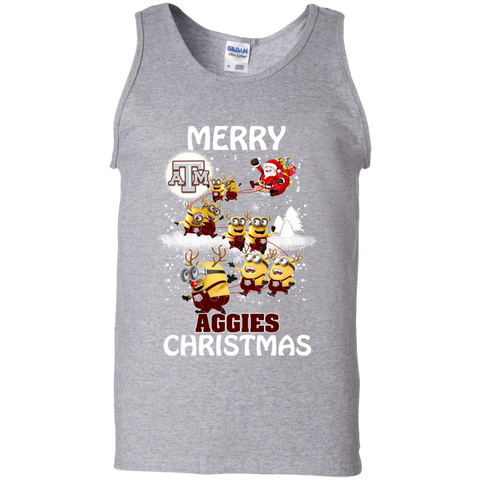 Texas A_amp_m Aggies Ugly Christmas Sweaters Minions Santa Claus Merry Christmas Tank Top - The White Eagles Texas A_amp_m Aggies Ugly Christmas Sweaters Minions Santa Claus Merry Christmas Tank Top - The White Eagles