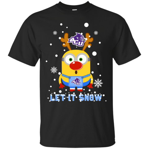 Minion Abilene Christian Wildcats Ugly Christmas Sweaters Let It Snow Cotton T-Shirt - The White Eagles Minion Abilene Christian Wildcats Ugly Christmas Sweaters Let It Snow Cotton T-Shirt - The White Eagles