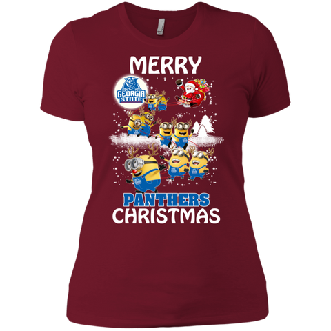 Georgia State Panthers Ugly Christmas Sweaters Minions Santa Claus Merry Christmas Ladies' Shirt - The White Eagles Georgia State Panthers Ugly Christmas Sweaters Minions Santa Claus Merry Christmas Ladies' Shirt - The White Eagles