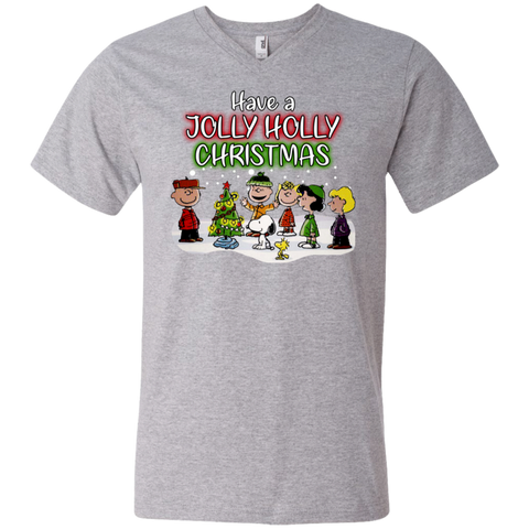 Have A Jolly Holly Christmas The Peanuts Movie Snoopy Charlie Brown Woodstock Men's V-Neck T-Shirt - The White Eagles Have A Jolly Holly Christmas The Peanuts Movie Snoopy Charlie Brown Woodstock Men's V-Neck T-Shirt - The White Eagles