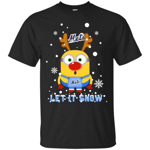 Minion New York Mets Ugly Christmas Sweaters Let It Snow Cotton T-Shirt - The White Eagles Minion New York Mets Ugly Christmas Sweaters Let It Snow Cotton T-Shirt - The White Eagles
