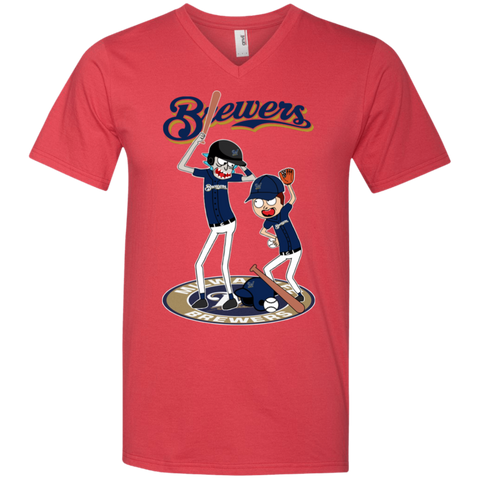 Milwaukee Brewers Baseball Rick And Morty Men's V-Neck T-Shirt - The White Eagles Milwaukee Brewers Baseball Rick And Morty Men's V-Neck T-Shirt - The White Eagles