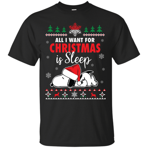 All I Want For Christmas Is Sleep Snoopy The Peanuts Movie Cotton T-Shirt - The White Eagles All I Want For Christmas Is Sleep Snoopy The Peanuts Movie Cotton T-Shirt - The White Eagles