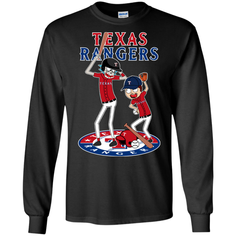 Texas Rangers Baseball Rick And Morty LS Cotton T-Shirt - The White Eagles Texas Rangers Baseball Rick And Morty LS Cotton T-Shirt - The White Eagles