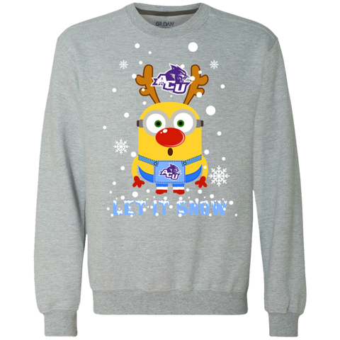 Minion Abilene Christian Wildcats Ugly Christmas Sweaters Let It Snow Sweatshirt - The White Eagles Minion Abilene Christian Wildcats Ugly Christmas Sweaters Let It Snow Sweatshirt - The White Eagles