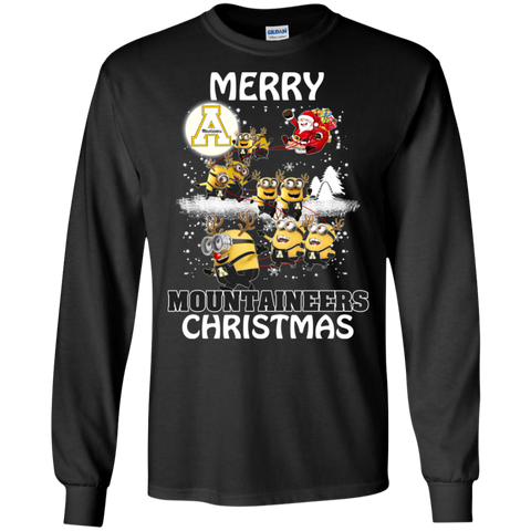 Appalachian State Mountaineers T Shirts Minions Santa Claus Merry Christmas LS Cotton T-Shirt - The White Eagles Appalachian State Mountaineers T Shirts Minions Santa Claus Merry Christmas LS Cotton T-Shirt - The White Eagles