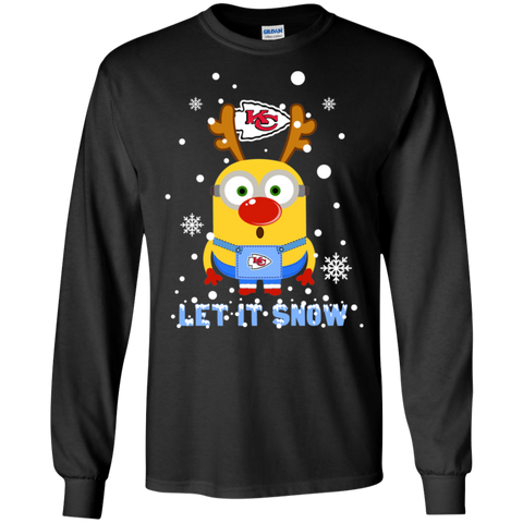 Minion Kansas City Chiefs Ugly Christmas Sweaters Let It Snow LS Cotton T-Shirt - The White Eagles Minion Kansas City Chiefs Ugly Christmas Sweaters Let It Snow LS Cotton T-Shirt - The White Eagles