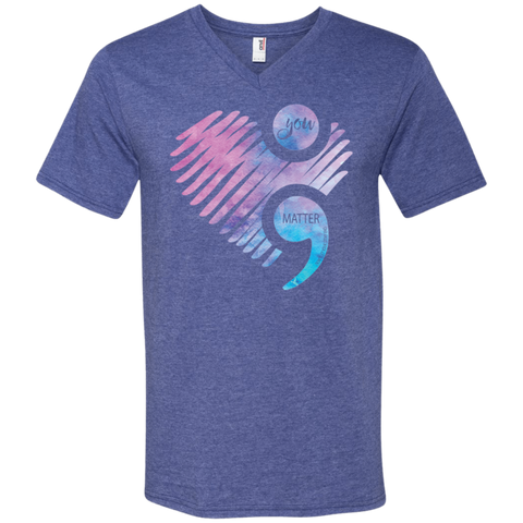You Matter Don't Let Your Story End Semicolon Shirt Men's V-Neck T-Shirt - The White Eagles You Matter Don't Let Your Story End Semicolon Shirt Men's V-Neck T-Shirt - The White Eagles