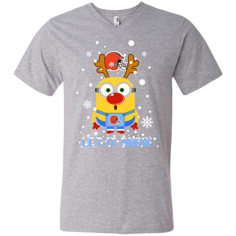 Minion Cleveland Browns Ugly Christmas Sweaters Let It Snow Men's V-Neck T-Shirt - The White Eagles Minion Cleveland Browns Ugly Christmas Sweaters Let It Snow Men's V-Neck T-Shirt - The White Eagles