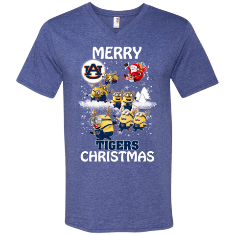 Auburn Tigers Ugly Christmas Sweaters Minions Santa Claus Merry Christmas Men's V-Neck T-Shirt - The White Eagles Auburn Tigers Ugly Christmas Sweaters Minions Santa Claus Merry Christmas Men's V-Neck T-Shirt - The White Eagles