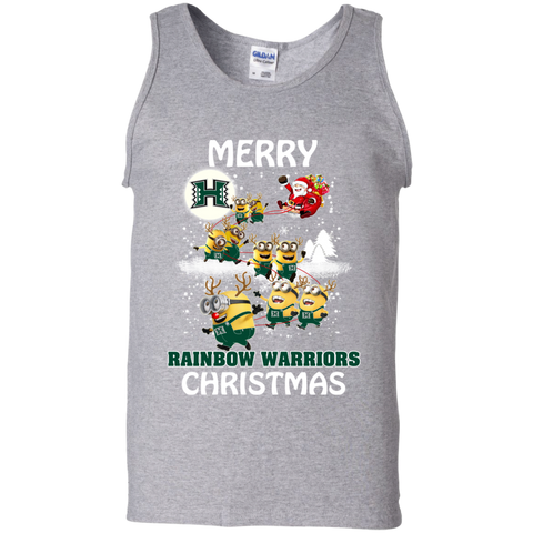 Hawaii Rainbow Warriors Ugly Christmas Sweaters Minions Santa Claus Merry Christmas Tank Top - The White Eagles Hawaii Rainbow Warriors Ugly Christmas Sweaters Minions Santa Claus Merry Christmas Tank Top - The White Eagles