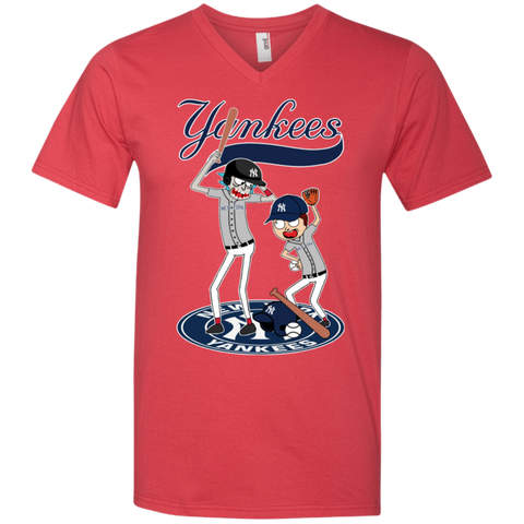 New York Yankees Baseball Rick And Morty Men's V-Neck T-Shirt - The White Eagles New York Yankees Baseball Rick And Morty Men's V-Neck T-Shirt - The White Eagles