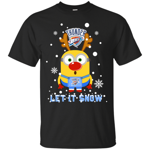 Minion Oklahoma City Thunder Ugly Christmas Sweaters Let It Snow Cotton T-Shirt - The White Eagles Minion Oklahoma City Thunder Ugly Christmas Sweaters Let It Snow Cotton T-Shirt - The White Eagles