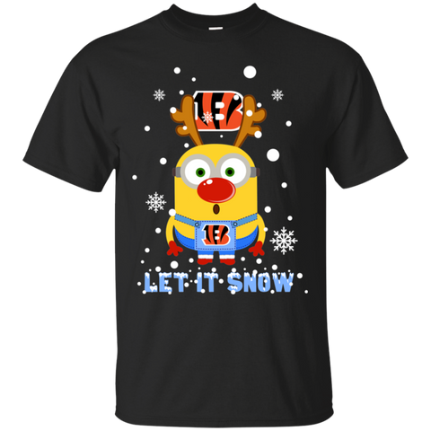 Minion Cincinnati Bengals Ugly Christmas Sweaters Let It Snow Cotton T-Shirt - The White Eagles Minion Cincinnati Bengals Ugly Christmas Sweaters Let It Snow Cotton T-Shirt - The White Eagles