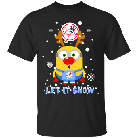 Minion New York Yankees Ugly Christmas Sweaters Let It Snow Cotton T-Shirt - The White Eagles Minion New York Yankees Ugly Christmas Sweaters Let It Snow Cotton T-Shirt - The White Eagles