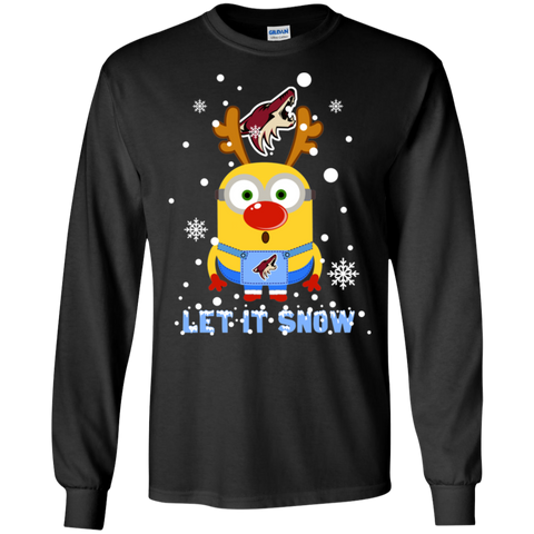 Minion Arizona Coyotes Ugly Christmas Sweaters Let It Snow LS Cotton T-Shirt - The White Eagles Minion Arizona Coyotes Ugly Christmas Sweaters Let It Snow LS Cotton T-Shirt - The White Eagles