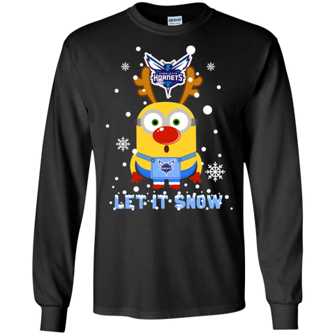 Minion Charlotte Hornets Ugly Christmas Sweaters Let It Snow LS Cotton T-Shirt - The White Eagles Minion Charlotte Hornets Ugly Christmas Sweaters Let It Snow LS Cotton T-Shirt - The White Eagles