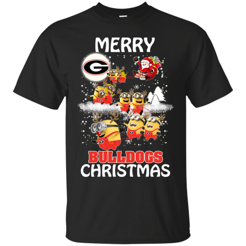 Georgia Bulldogs Ugly Christmas Sweaters Minions Santa Claus Merry Christmas Cotton T-Shirt - The White Eagles Georgia Bulldogs Ugly Christmas Sweaters Minions Santa Claus Merry Christmas Cotton T-Shirt - The White Eagles