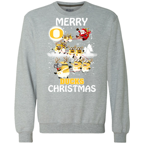 Oregon Ducks Ugly Christmas Sweaters Minions Santa Claus Merry Christmas Sweatshirt - The White Eagles Oregon Ducks Ugly Christmas Sweaters Minions Santa Claus Merry Christmas Sweatshirt - The White Eagles
