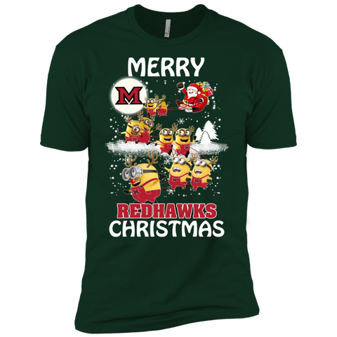 Miami Redhawks Ugly Christmas Sweaters Minions Santa Claus Merry Christmas Men's Sleeve Shirt - The White Eagles Miami Redhawks Ugly Christmas Sweaters Minions Santa Claus Merry Christmas Men's Sleeve Shirt - The White Eagles