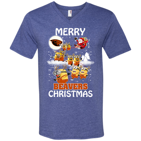 Oregon State Beavers Ugly Christmas Sweaters Minions Santa Claus Merry Christmas Men's V-Neck T-Shirt - The White Eagles Oregon State Beavers Ugly Christmas Sweaters Minions Santa Claus Merry Christmas Men's V-Neck T-Shirt - The White Eagles