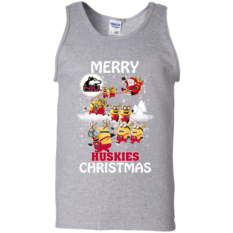 Northern Lllinois Huskies Ugly Christmas Sweaters Minions Santa Claus Merry Christmas Tank Top - The White Eagles Northern Lllinois Huskies Ugly Christmas Sweaters Minions Santa Claus Merry Christmas Tank Top - The White Eagles