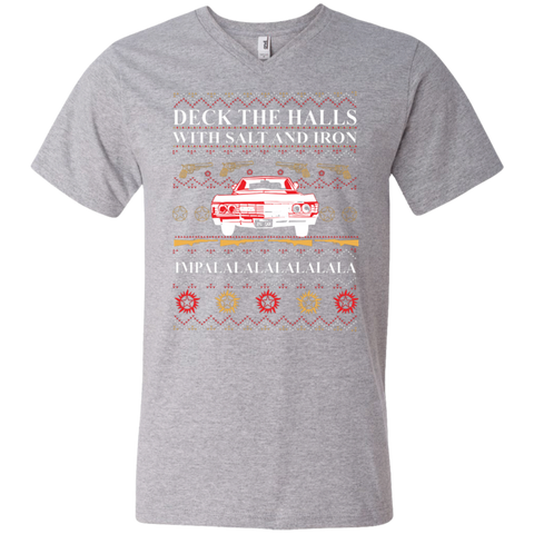 Deck The Halls With Salt And Iron Ugly Christmas Sweater Men's V-Neck T-Shirt - The White Eagles Deck The Halls With Salt And Iron Ugly Christmas Sweater Men's V-Neck T-Shirt - The White Eagles