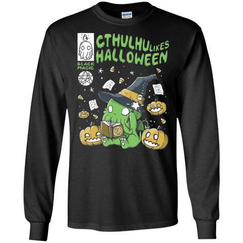 Cthulhu Likes Halloween Shirt LS Cotton T-Shirt - The White Eagles Cthulhu Likes Halloween Shirt LS Cotton T-Shirt - The White Eagles