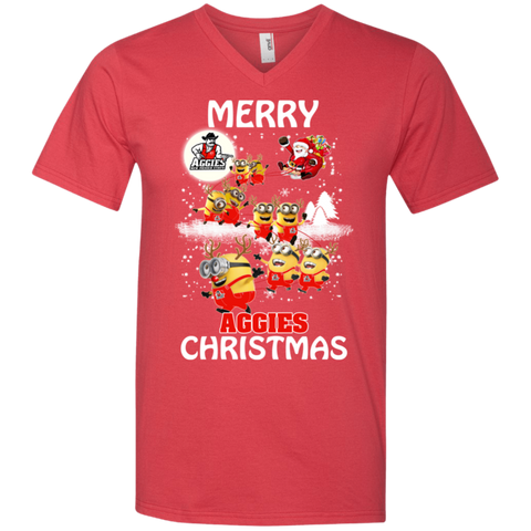 New Mexico State Aggies Ugly Christmas Sweaters Minions Santa Claus Merry Christmas Men's V-Neck T-Shirt - The White Eagles New Mexico State Aggies Ugly Christmas Sweaters Minions Santa Claus Merry Christmas Men's V-Neck T-Shirt - The White Eagles