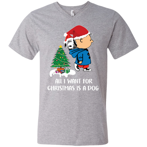 All I Want For Christmas Is A Dog Snoopy Charlie Brown The Peanuts Movie Men's V-Neck T-Shirt - The White Eagles All I Want For Christmas Is A Dog Snoopy Charlie Brown The Peanuts Movie Men's V-Neck T-Shirt - The White Eagles