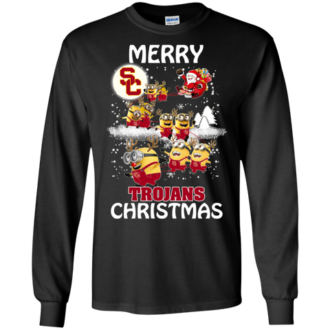 Usc Trojans Ugly Christmas Sweaters Minions Santa Claus Merry Christmas LS Cotton T-Shirt - The White Eagles Usc Trojans Ugly Christmas Sweaters Minions Santa Claus Merry Christmas LS Cotton T-Shirt - The White Eagles