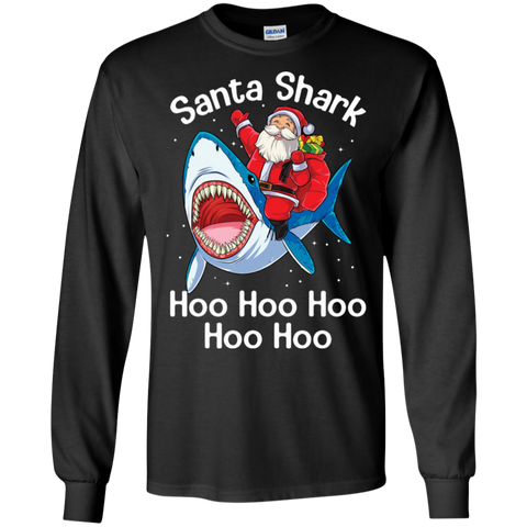 Santa Shark Hoo Hoo Hoo Hoo Hoo Christmas Ugly Christmas Sweater LS Cotton T-Shirt - The White Eagles Santa Shark Hoo Hoo Hoo Hoo Hoo Christmas Ugly Christmas Sweater LS Cotton T-Shirt - The White Eagles