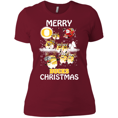 Oregon Ducks Ugly Christmas Sweaters Minions Santa Claus Merry Christmas Ladies' Shirt - The White Eagles Oregon Ducks Ugly Christmas Sweaters Minions Santa Claus Merry Christmas Ladies' Shirt - The White Eagles