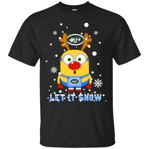 Minion New York Jets Ugly Christmas Sweaters Let It Snow Cotton T-Shirt - The White Eagles Minion New York Jets Ugly Christmas Sweaters Let It Snow Cotton T-Shirt - The White Eagles