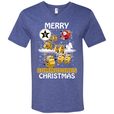 Vanderbilt Commodores Ugly Christmas Sweaters Minions Santa Claus Merry Christmas Men's V-Neck T-Shirt - The White Eagles Vanderbilt Commodores Ugly Christmas Sweaters Minions Santa Claus Merry Christmas Men's V-Neck T-Shirt - The White Eagles