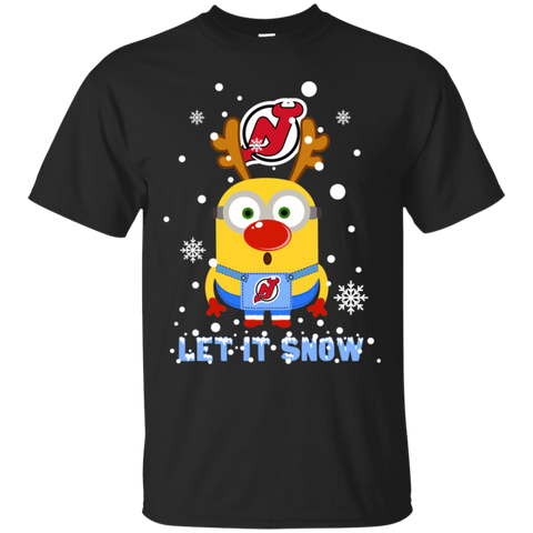 Minion New Jersey Devils Ugly Christmas Sweaters Let It Snow Cotton T-Shirt - The White Eagles Minion New Jersey Devils Ugly Christmas Sweaters Let It Snow Cotton T-Shirt - The White Eagles